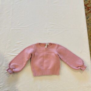 Janie and Jack Pink Knit Balloon-Sleeve Sweater